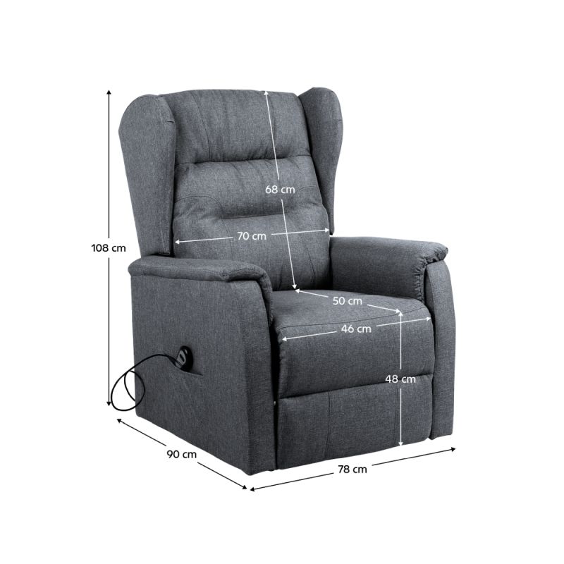 Relaxačné polohovacie kreslo, svetlosivá látka, DOURO