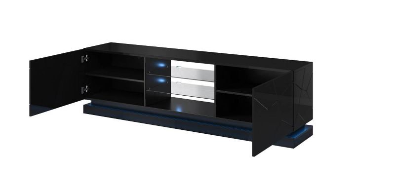 Tv stolík, 200cm, čierny, QIU 200