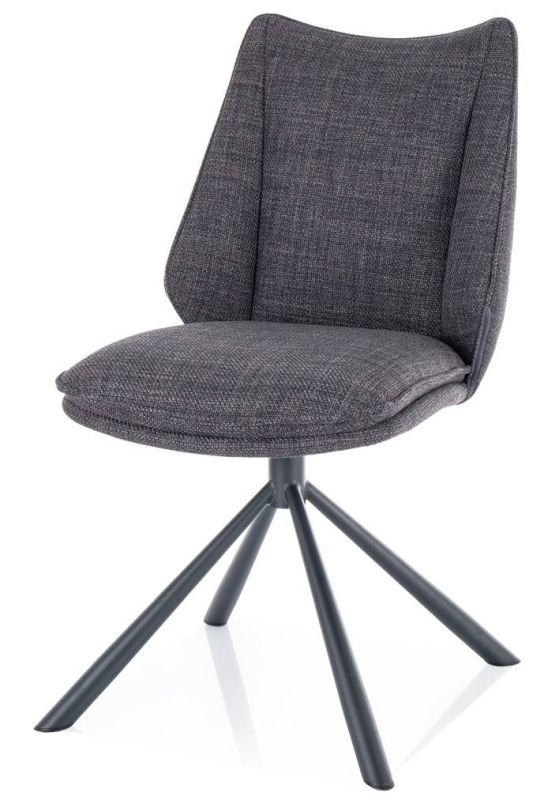 Jedálenská stolička, tmavo sivá látka, nohy kov čierny, KENZIE BJORN