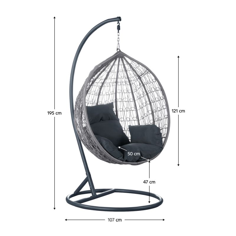 Závesné kreslo, sivé, NOLEO