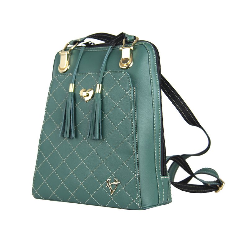 Luxusný kožený ruksak z pravej hovädzej kože č.8668 v zelenej farbe