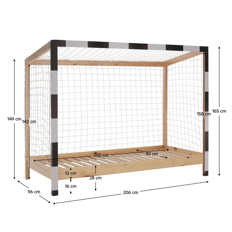 Montessori posteľ, 90x200, prírodná, biela, čierna, FUTAL
