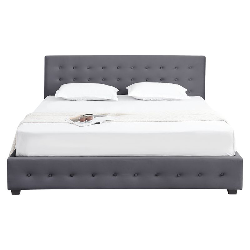 Manželská posteľ, 180x200, s roštom, sivá, MINDY