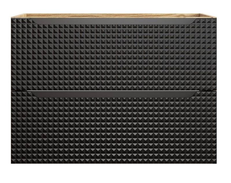 Skrinka pod umývadlo, 80cm, dub olejovaný, čierna, LUXOR BLACK 82-80-2S