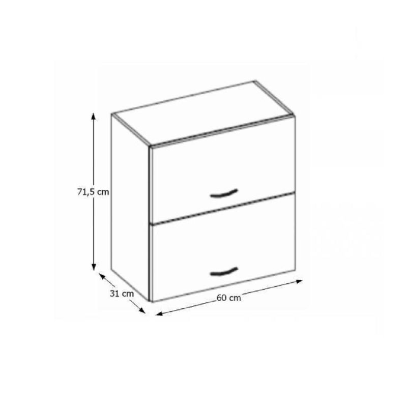 Horná skrinka, 60cm, biely lesk, sivá, PRADO 60 GU-72