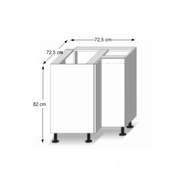 Spodná skrinka rohová, 72cm, biely lesk, dub sonoma, LINE DR L