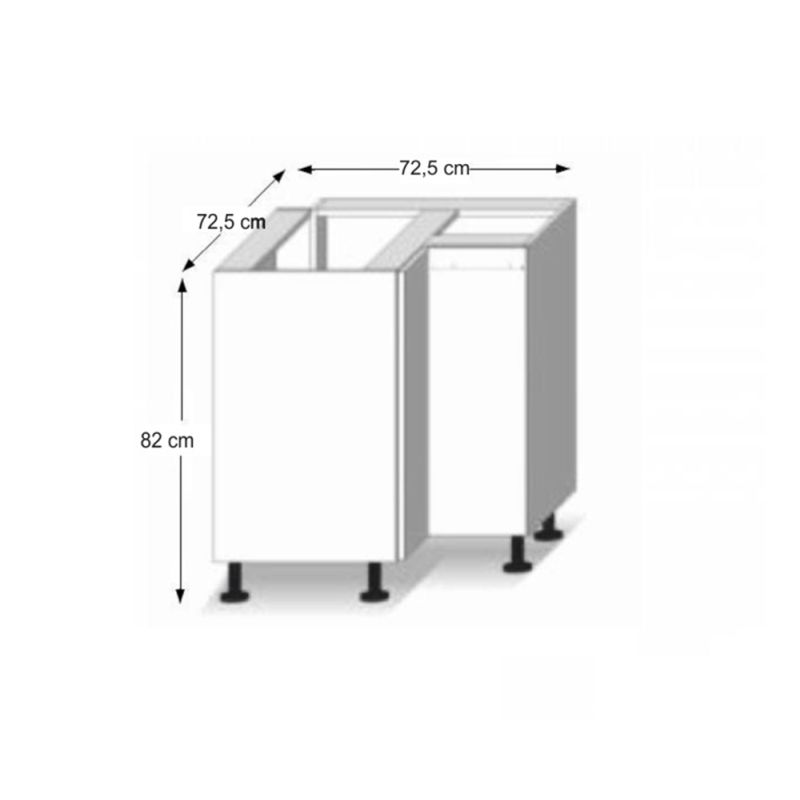 Spodná skrinka rohová, 72cm, dub sonoma, biela, LINE DR L