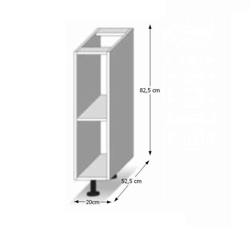 Spodná skrinka otvorená, 20cm, dub sonoma, LINE D 20