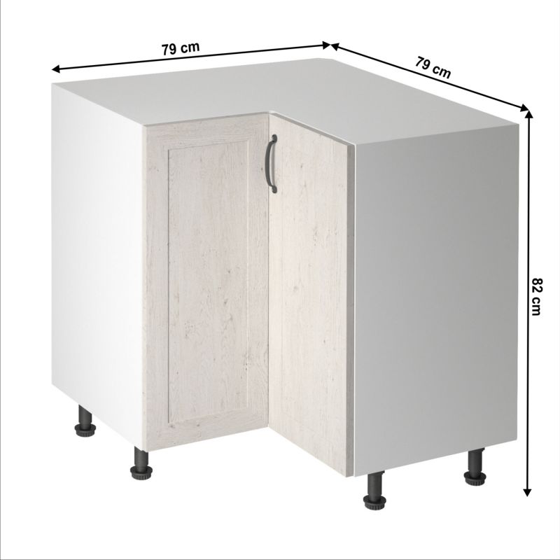 Spodná skrinka rohová, 79cm, biela, sosna nordická, ROYAL D90N