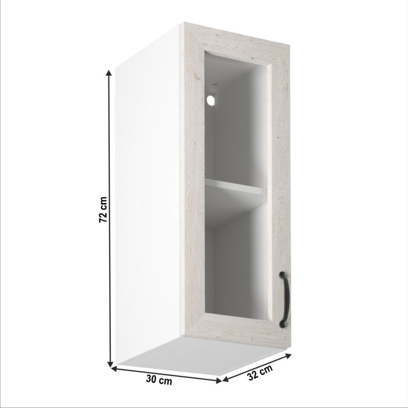 Horná skrinka, 30cm, biela, sosna nordická, ľavá, ROYAL G30S