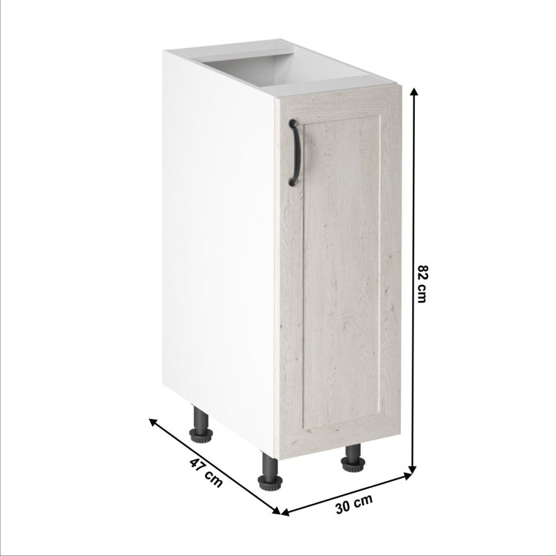 Spodná skrinka, 30cm, biela, sosna nordická, pravá, ROYAL D30