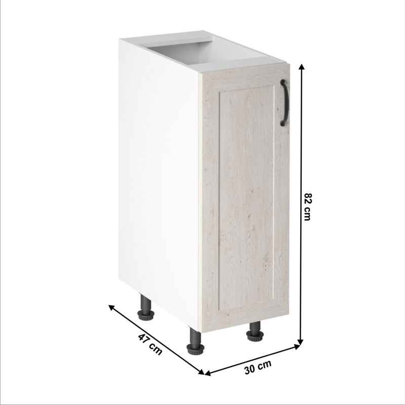 Spodná skrinka, 30cm, biela, sosna nordická, ľavá, ROYAL D30