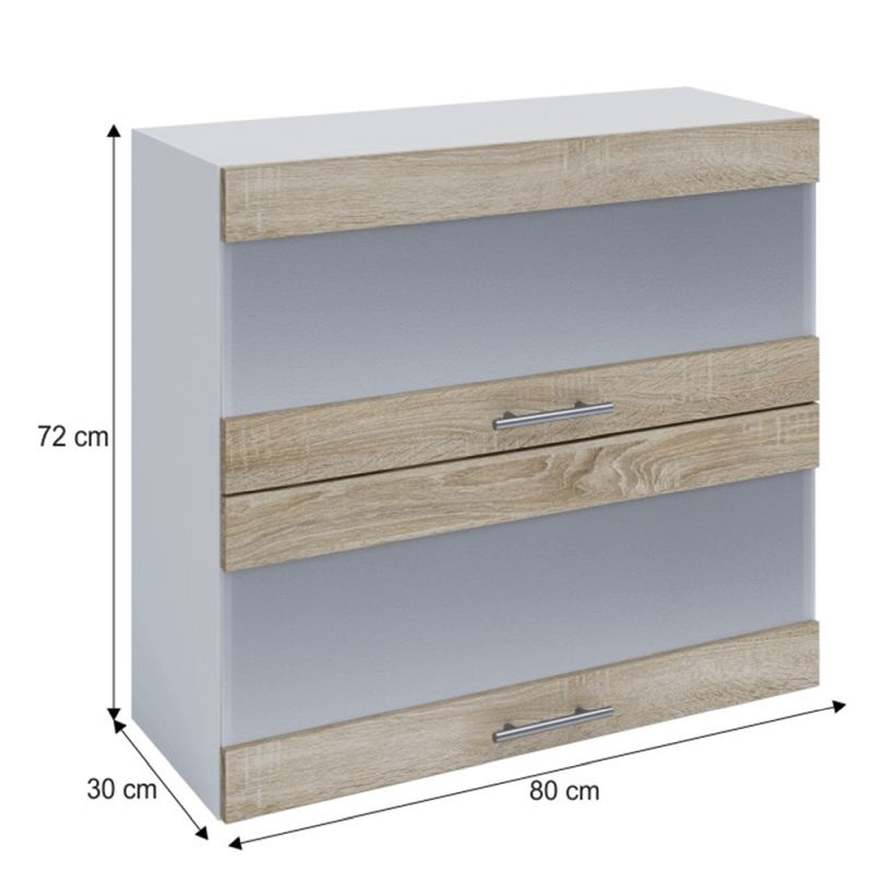 Horná skrinka, 80cm, biela, dub sonoma, FABIANA W80K2S