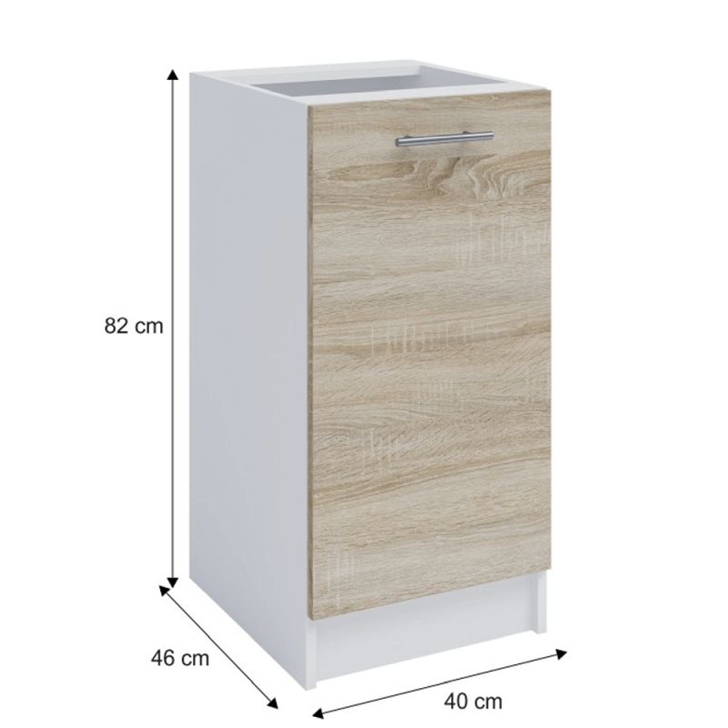 Spodná skrinka, 40cm, biela, dub sonoma, pravá, FABIANA S-40
