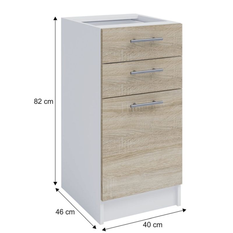 Spodná skrinka, 40cm, biela, dub sonoma, FABIANA S-40SZ2