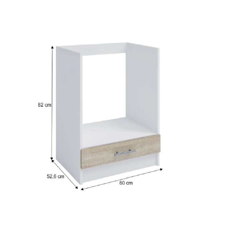 Spodná skrinka na rúru, 60cm, biela, dub sonoma, FABIANA S-60KU