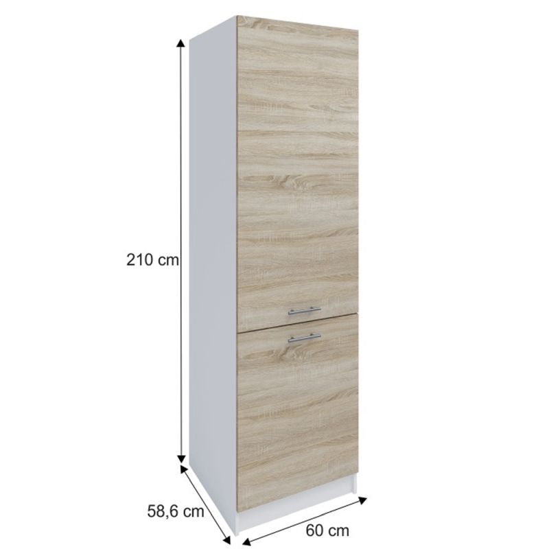 Potravinová skrinka, 60cm, biela, dub sonoma, pravá, FABIANA S-60/210