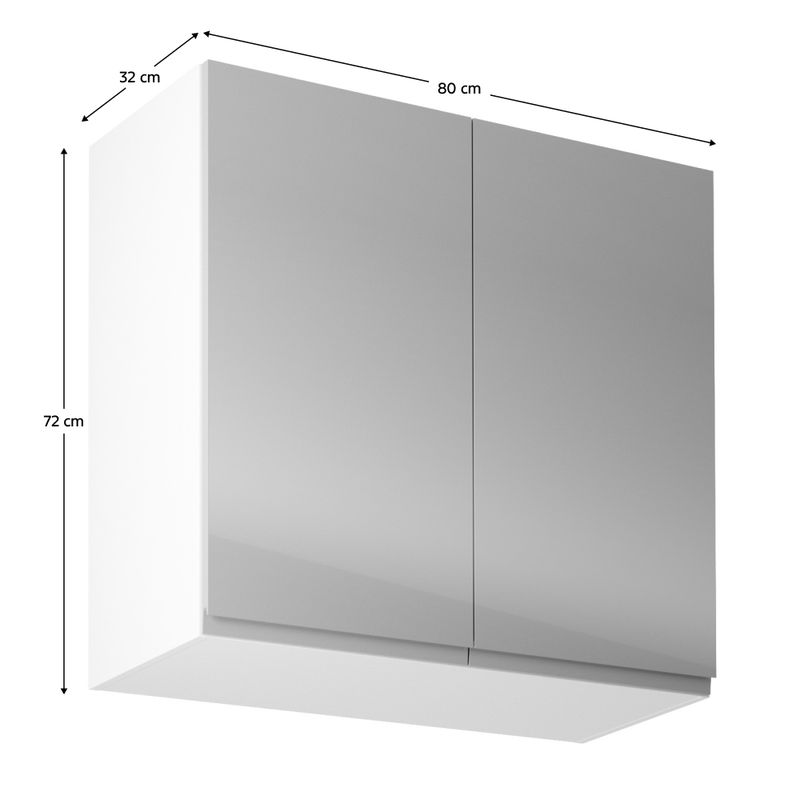 Horná skrinka, 80cm, biela, sivý lesk, AURORA G80