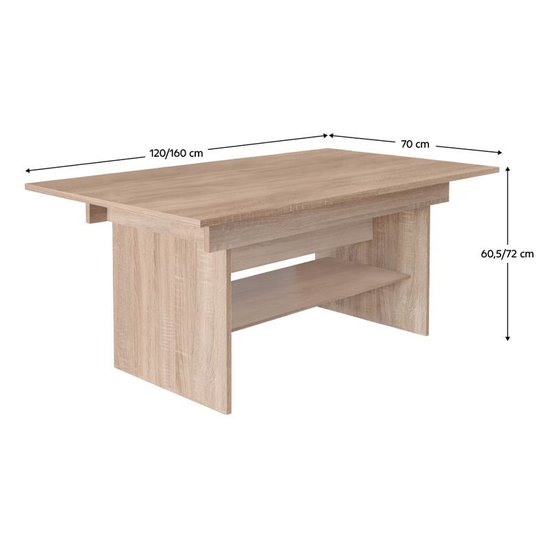Jedálenský a konferenčný stôl, 120x70cm, rozkladací, DTD, dub sonoma, LAVKO NEW