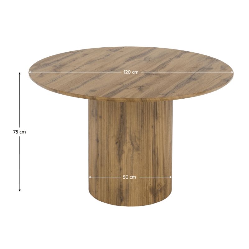 Jedálenský stôl, okrúhly 120cm, MDF, dub, MAHIR TYP 2