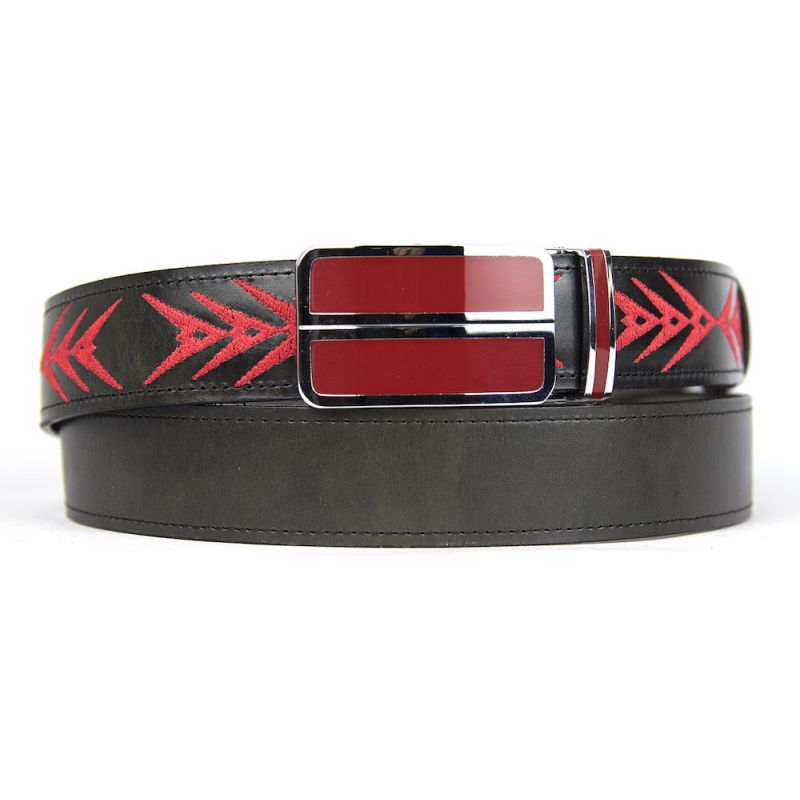 Kožený opasok s výšivkou, automatická pracka, 148cm, Limitovaná edícia 05