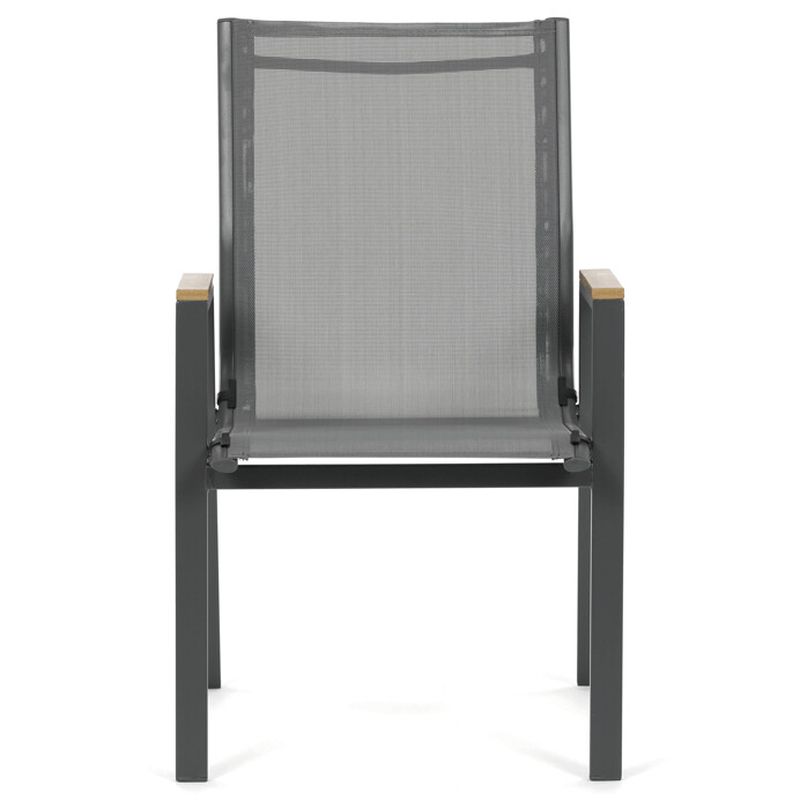 Záhradná stolička, kov, sieťovina, sivá, AZC-S1050 GREY