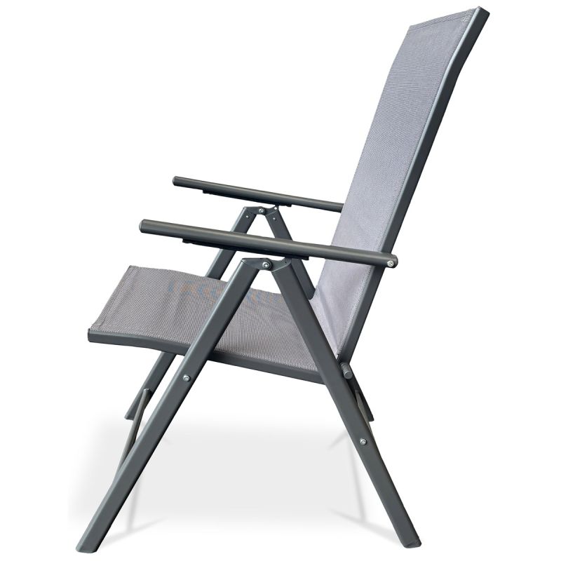 Záhradná stolička, kov, sieťovina, sivá, AZC-S1116 GREY