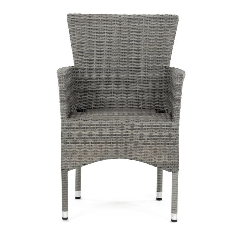 Záhradná stolička, kov, polyratan, sivá, AZC-S2118 GREY
