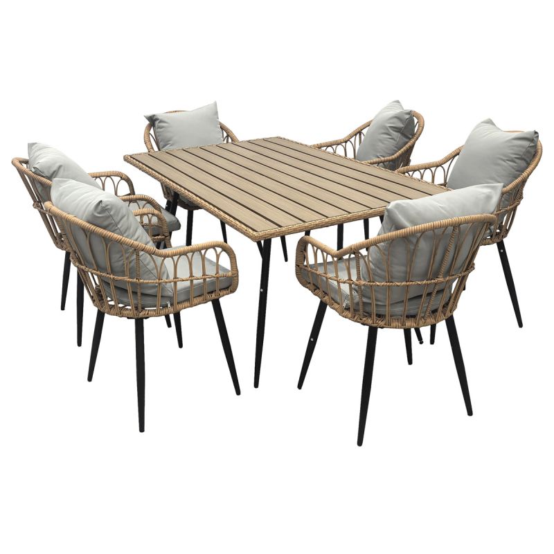 Záhradný stôl, 160x95cm, kov, polywood, hnedý, AZ-F1407 NAT