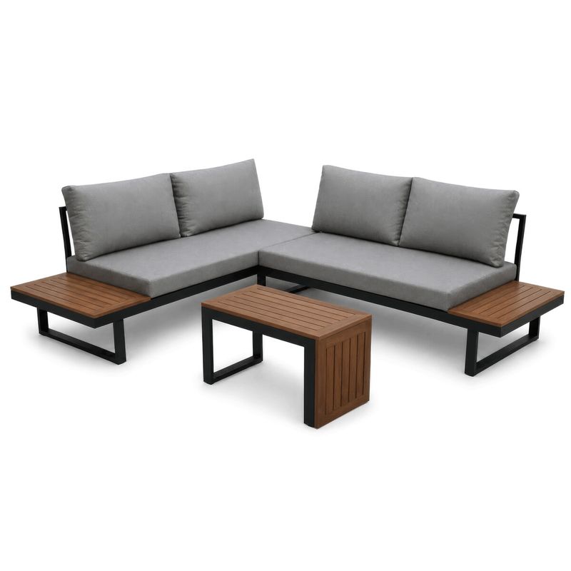Záhradný set, hliník, polywood, sivá, AZS-G1924 GREY