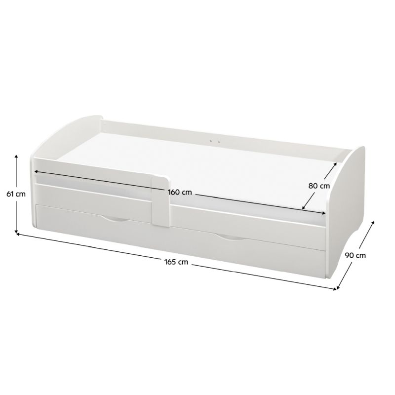 Posteľ s roštom a úložným priestorom 80x160, biela, COCOLINO