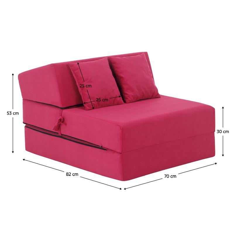 Skladací matrac/kreslo, 2v1, ružová magenta, PELOS