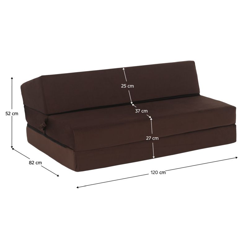 Skladací matrac/kreslo, 2v1, hnedá, VEDIS