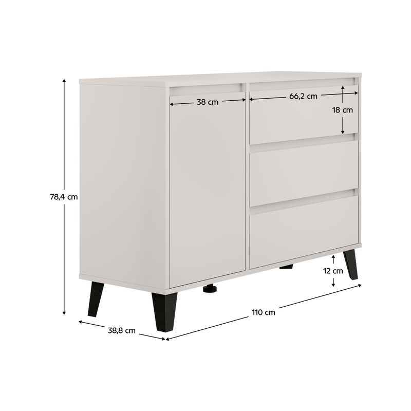 Komoda, 110cm, kombinovaná, kašmír, BOGAN NEW 1D3S