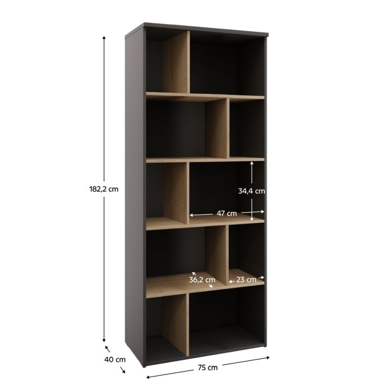 Regál, 75cm, antracit, dub cremona, ADAPO ADP02