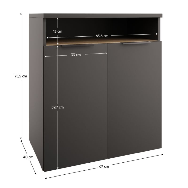Komoda, 67cm, antracit, dub cremona, ADAPO ADP04
