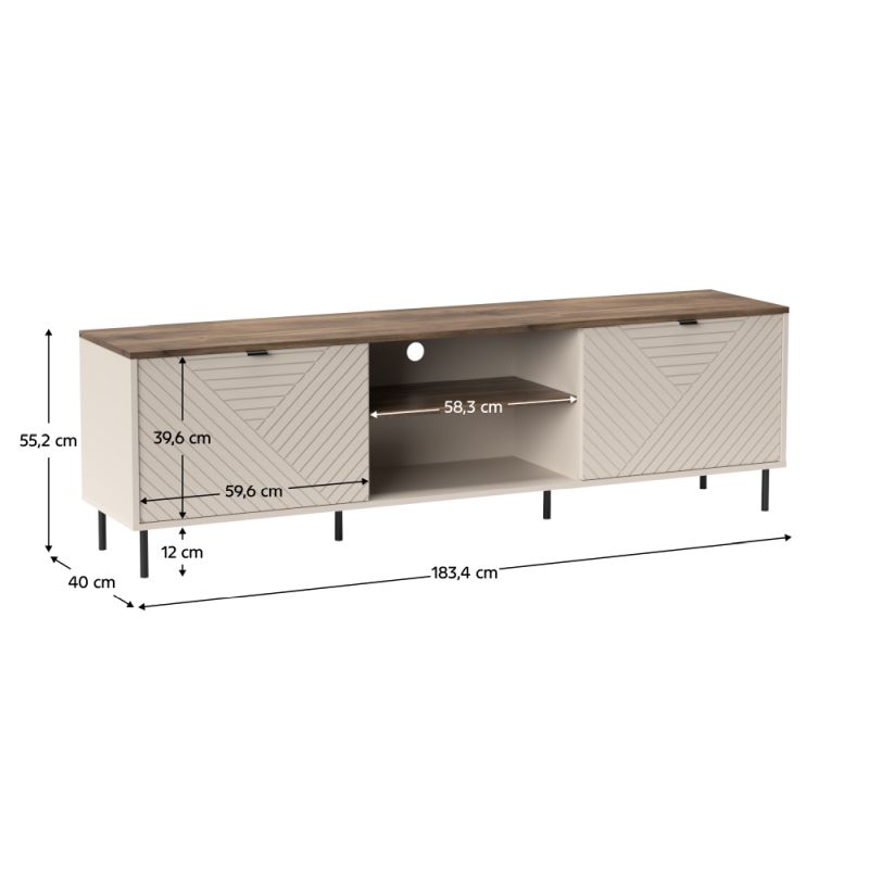 TV stolík, 183cm, kašmír, dub castello, EYCO 2D