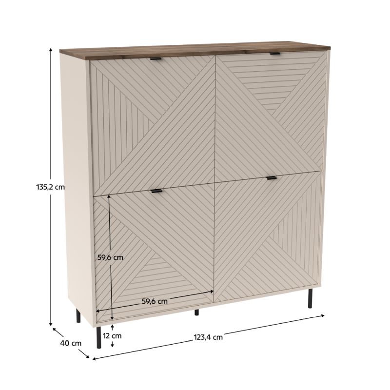 Regál, 123cm, kašmír, dub castello, EYCO 4D