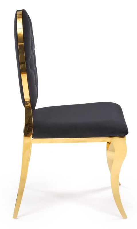 Jedálenská stolička, čierna látka, nohy gold chróm zlatý, K-556