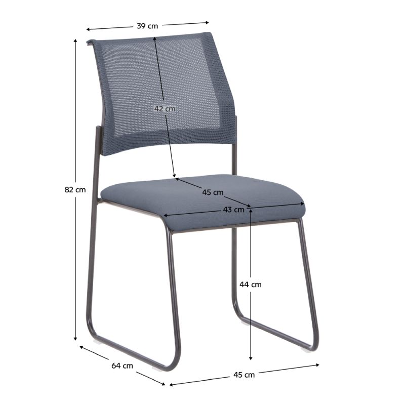Stohovateľná stolička, sivá sieťovina, kov čierny, BARIS