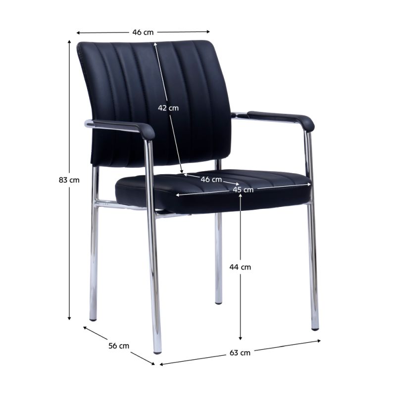 Zasadacia stolička, čierna ekokoža, kov chróm, FLORIN