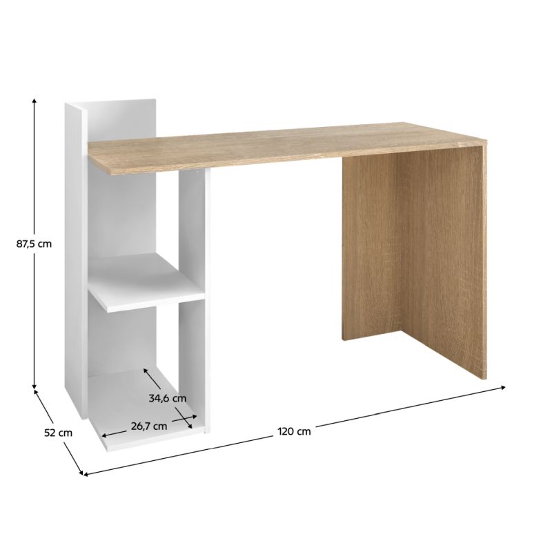 PC stôl, 120x52cm, dub sonoma, biely, ZINO NEW