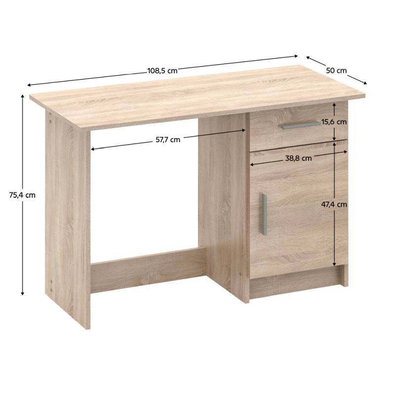 Univerzálny PC stôl, 108x50cm, dub sonoma, SIRISS NEW
