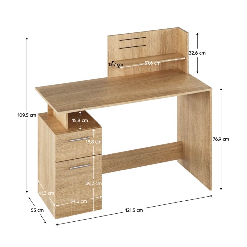 PC stôl, 121x55cm, dub sonoma, PLATON NEW