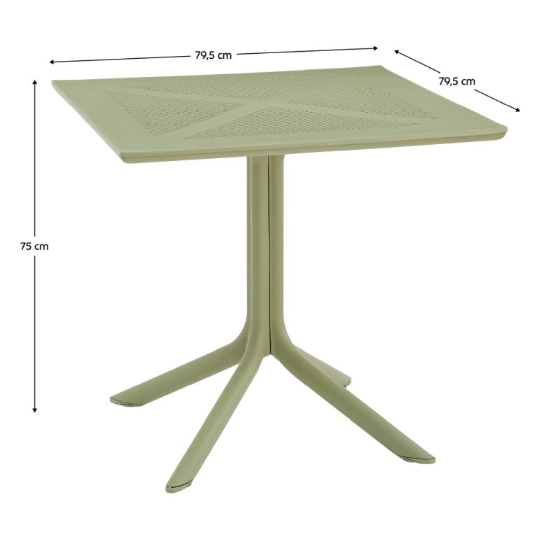 Záhradný stôl, 79,5x79,5cm, zelený plast, DENTON NEW