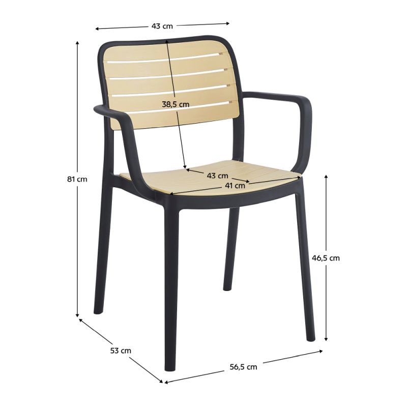 Stohovateľná stolička, čierny a béžový plast, KARDOS TYP 2