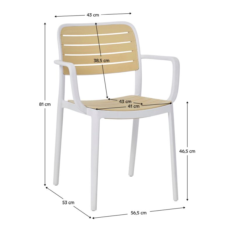 Stohovateľná stolička, biely a béžový plast, KARDOS TYP 2