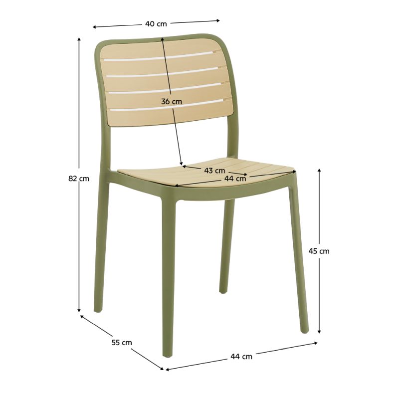 Stohovateľná stolička, zelený a béžový plast, KARDOS TYP 1