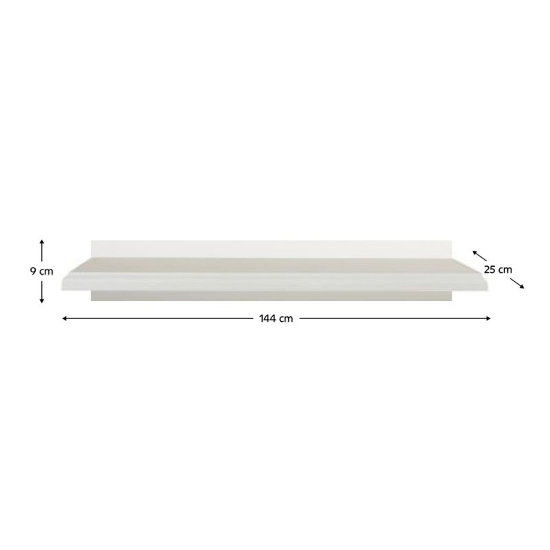 Polica, 144cm, alpská biela, KENTAK POL145