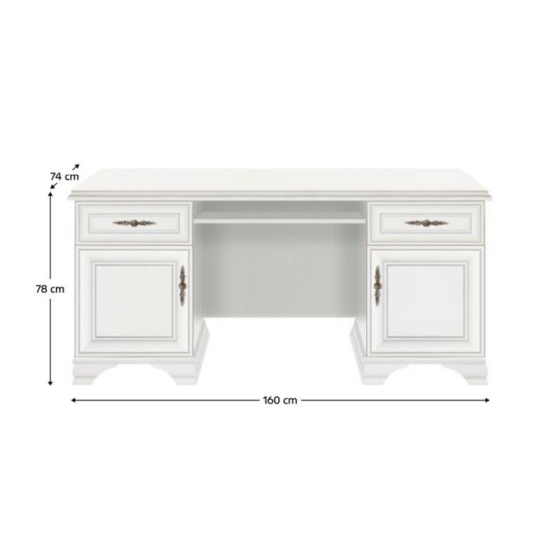 PC stôl, 160x74cm, alpská biela, KENTAK BIU2D2S